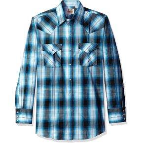 Ely Cattleman Men's Long Sleeve Plaid Western Shirt, Wine, 3X-Large Tall