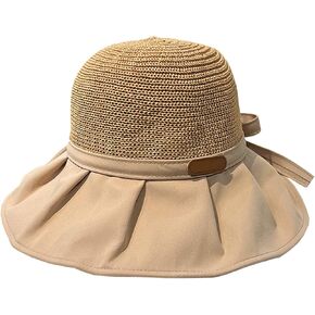 BAPPKON Women's Sun hat Sun Protection hat Women's Beach hat Wide Eaves Straw hat Foldable Sun hat