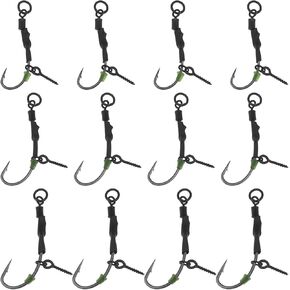12pcs Attachment Swivel Style Fishhook Anti Bottom Fishing Hook Carp Fishing Hook Ronnie Fishing Hook Carbon Steel Carp Fishhook Barb Carp Fishhook