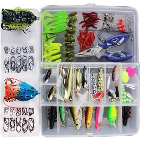 233Pcs Fishing Lures Baits Tackle Including Crankbaits, Spinnerbaits, Plastic Worms, Jigs, Topwater Lures for Trout Bass Salmon