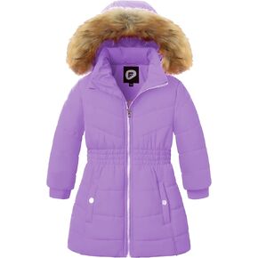 Garemcy Girls Winter Long Warm Coat Waterproof Sherpa Lined Parka Jacket With Detachable Hood & Fur