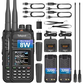 A36Plus Max Ham Radio Handheld, Airband Receiving and Scanning, Dual Band Long Range Two Way Radios with 3200mAh Rechargeable Battery, 1.44 inch Color Screen-2Pack (Green)