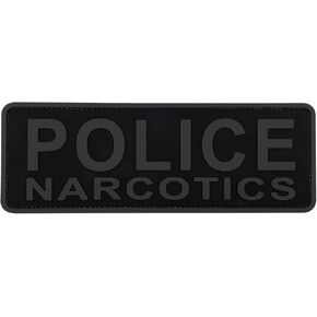 رقعة مخدرات الشرطة مقاس 8.5 × 3 بوصة من مادة PVC مع قفل خطاف خلفي للسترة الموحدة للملابس القتالية وحقيبة ظهر (أسود وأبيض) in Kuwait