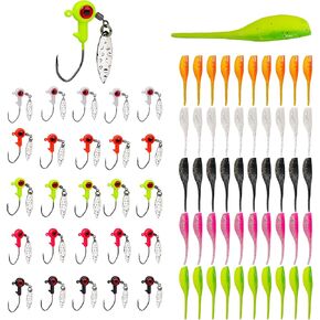 75pcs الكرابي السحر تهزهز رؤساء عدة، لينة السحر الصيد الصيد تهزهز رئيس تلاعب هوك الصيد الطعم البلاستيك السحر لباس سمك السلمون المرقط المياه المالحة الصيد في المياه العذبة in Kuwait