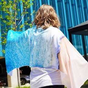 SHAKEitCOOL Large Cooling Shawl - Instant Heat Relief for Outdoor Events - Soft, Lightweight, Breathable, UPF40 Sun Protection, Machine Washable, Fashion Prints, Cooling Towel Tie Dye L