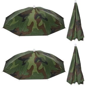 PATIKIL Umbrella Hat, 4 Pack 20 Inch Folding Sun Rain Cap Hands Free Fishing Umbrella Hat for Golf Fishing Camping Outdoor, Camo
