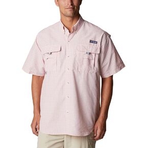 Columbia Men's Super Bahama Short Sleeve Shirt, Spring Blue Spectrum Plaid, Large