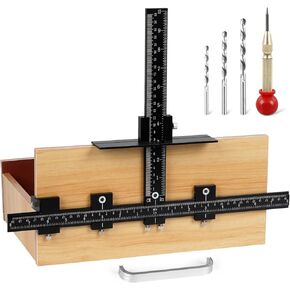 Cabinet Hardware Jig, Punch Locator Drill Guide,Wood Drilling Dowelling Guide for Installation of Handles Knobs on Doors and Drawer, Cabinet Template Tool for Handles and Pulls