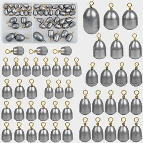 Fishing Weight Sinker,21pcs/50pcs Iron Weights Kit Assorted Size Bass Casting Sinker with Ring Water Drop Weight for Freshwater Saltwater Fishing in Kuwait