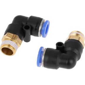 Push in Joint Pneumatic Connector, 10 pcs 8mm G1 push in anslutningar 90 Degree Male Thread Quick Fittings Push to Connect Lock Elbow Pipe L Shape with Oval Ring Air Fitting Thread Adapter 8mm x 1/4"