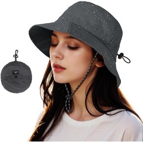 Waterproof Bucket Hat Women - UV Protection Rain Hats Ladies Packable Foldable Fishing Hat Outdoor Travel Hiking