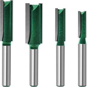 TOTOWOOD Pro Flush Trim Router Bit Set，1/4 Inch Shank, 4Pcs Top Bearing Flush Trim Bit Kit. Cutting Height in 13/16", 1-1/16", 1-3/16", 1-7/32".High Quality,C3 Carbide Straight Router Bit