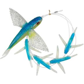 OCEAN CAT 5 Pcs Flying Fish Daisy Chain Trolling Lure Set Seawater Soft Lure Baits with Rigged Hook for Marlin Tuna Mahi Dolphin Durado Wahoo Big Game Saltwater Fishing Tackle