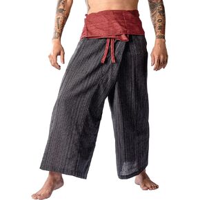 LannaPremium Thai Fisherman Pants Yoga Pants Pirate Pants Mens Yoga Pants Mens Yoga Pants 2 Tone - Martial Arts Pants Black Red Burgundy in Kuwait