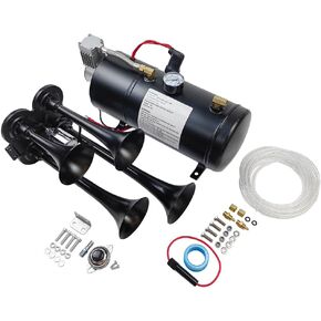 DC 12V MAX 150PSI Air Compressor with 3 Liter Tank 0.8 Gallon | Fit for Train Truck Horns Motorhome Tires | Inflator Air Compressor with 3L Tank Train Air Horn Kit