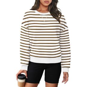 WIHOLL Sweatshirt for Women Crewneck Long Sleeve Pullover Loose Fit Crop Tops 2024 Fall Fashion Clothes