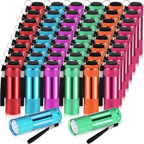 48 Pcs Mini Flashlights Bulk, Bright Aluminum Handheld Flash Light with Lanyard, Small LED Flashlights for Kids Night Reading Emergency Hurricane Camping Hiking Party Favors(Classic Color)