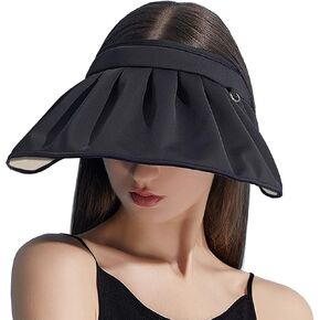 RainFlowwer Womens Visors,Clip On Foldable Wide Brim Womens Golf Visor,Roll-up Headband Sun Hat with UV Protection
