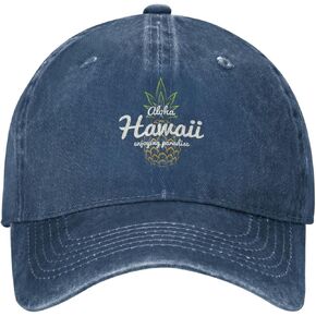 Funny Pineapple Hawaii Vintage Distressed Adjustable Washed Denim Mens Dad Trucker Hat Baseball Ball Cap for Men