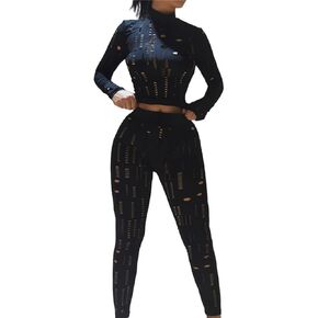 ملابس نسائية من DOUCIU مكونة من قطعتين للخريف بأكمام طويلة وياقة مدورة مع سراويل طويلة قابلة للتمدد بخصر عالٍ in Kuwait