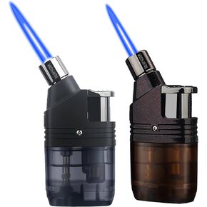 2 Packs Jet Torch Lighter,Refillable Butane Lighters Visible Gas Tank Windproof Adjustable Lighter Gift for Men Christmas Halloween,#2