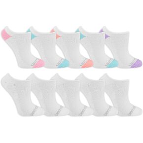 Fruit Of the Loom Women's Ultra Soft No Show Socks (10 Pack), Black, 4-10