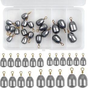 Fishing Weight Sinker,21pcs/50pcs Iron Weights Kit Assorted Size Bass Casting Sinker with Ring Water Drop Weight for Freshwater Saltwater Fishing