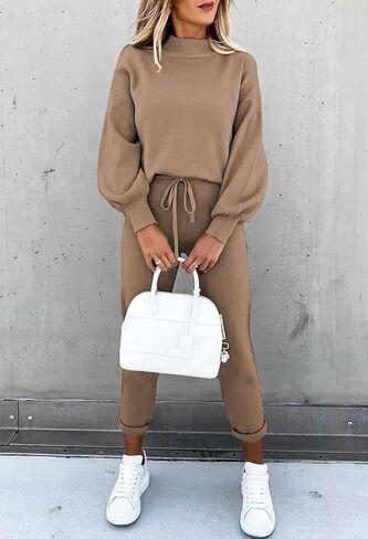 طقم سترة نسائي من قطعتين من LaSuiveur بلوفر متماسك مع سروال طويل برباط طقم صالة رياضية in Kuwait