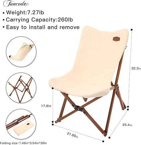 Funcode Portable Folding Camping Chair with Carry Bag for Camping,Beach,Picnic,Garden,Patio(BLACK01). in Saudi Arabia