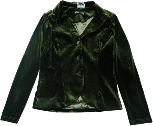 Allegra K Women's Suit Jacket Notched Lapel Halloween Long Sleeve Office Business Button Velvet Blazer in Kuwait