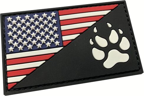 2 Pack Tactical USA American US Flag K-9 Paw Dog Tracker Paw Patriot Milltary PVC Rubbe Patch (Full Color + Grey) in Kuwait