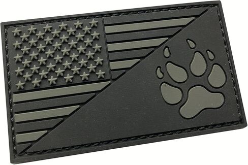 2 Pack Tactical USA American US Flag K-9 Paw Dog Tracker Paw Patriot Milltary PVC Rubbe Patch (Full Color + Grey) in Kuwait