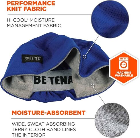 Ergodyne Chill Its 6630 Skull Cap, Lined with Terry Cloth Sweatband, Sweat Wicking, Blue in Saudi Arabia