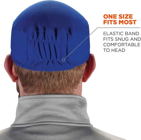 Ergodyne Chill Its 6630 Skull Cap, Lined with Terry Cloth Sweatband, Sweat Wicking, Blue in Saudi Arabia