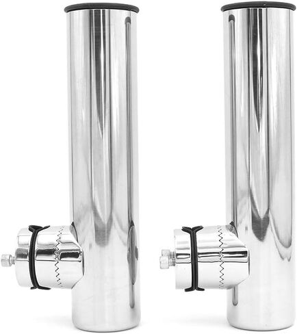 Set of 2 316 Stainless Steel Fishing Rod Holders Clamp On Rails Mounting 19-25mm Rail Mounted Marine Grade for Boat Yacht in Saudi Arabia