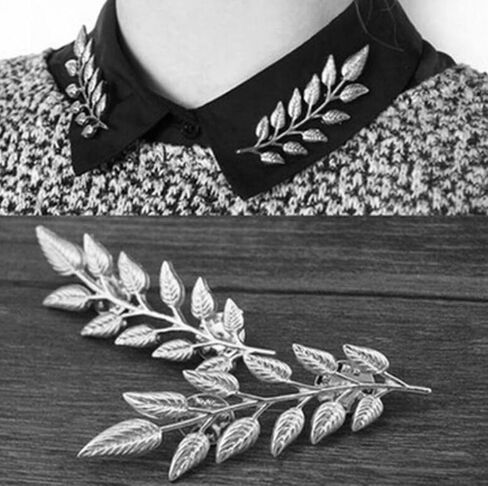 Gentlemen Suit Gold Brooches Simple Elegant 1 Pair Elegant Wheat Leaf Suit Clip Collar Pin Brooch Unisex in Kuwait