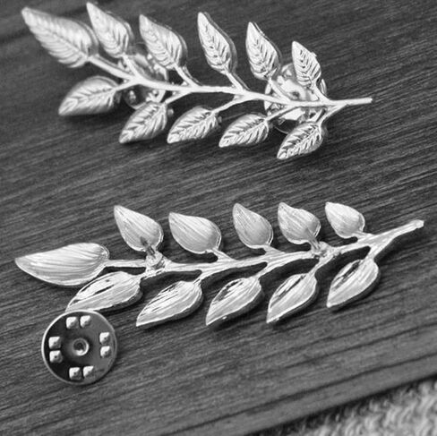 Gentlemen Suit Gold Brooches Simple Elegant 1 Pair Elegant Wheat Leaf Suit Clip Collar Pin Brooch Unisex in Kuwait