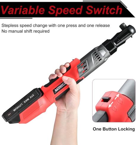 AOBEN Extended Cordless Ratchet Wrench Kit, 4.7" Long Reach 3/8" ratchet,40 Ft-lbs Electric Power Ratchet Set with Variable Speed Trigger,2 Packs 2000mAh Lithium-Ion Battery And Charger,8 Sockets in Saudi Arabia