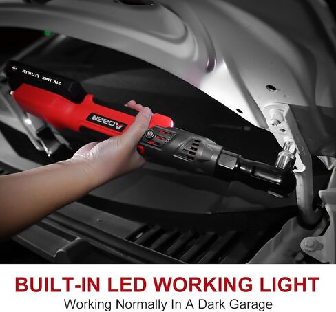 AOBEN Extended Cordless Ratchet Wrench Kit, 4.7" Long Reach 3/8" ratchet,40 Ft-lbs Electric Power Ratchet Set with Variable Speed Trigger,2 Packs 2000mAh Lithium-Ion Battery And Charger,8 Sockets in Saudi Arabia