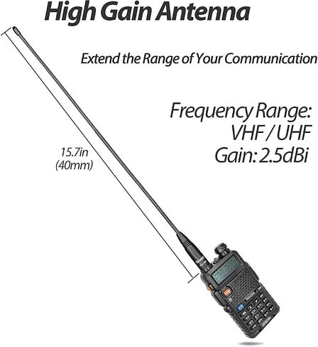راديو هام UV-5R Pro 8 وات ثنائي النطاق ثنائي الاتجاه مع راديو هام ومكبر صوت محمول وميكروفون وهوائي 6 حزم وكابل برمجة USB واحد in Saudi Arabia