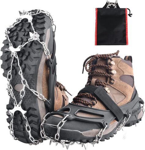 Crampons for Boots Shoes Traction Ice Cleats Snow Grips Anti Slip Stainless Steel Micro Spikes for Hiking Fishing Walking Climbing Jogging Mountaineering in Saudi Arabia