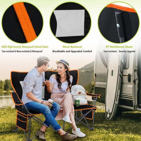 Camping Chairs Oversized Camping Chair Portable Lawn Chair Double Camping Chair for Adults Heavy Duty Folding Chair Support 700LBS with Big Side Organizer Pockets for Camping/Car Trunk/Beach/Campfires in Saudi Arabia