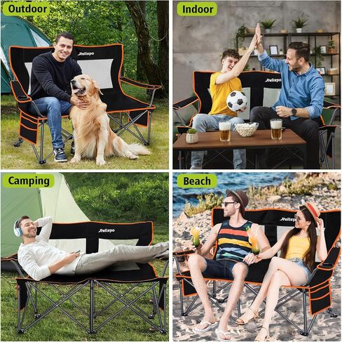 Camping Chairs Oversized Camping Chair Portable Lawn Chair Double Camping Chair for Adults Heavy Duty Folding Chair Support 700LBS with Big Side Organizer Pockets for Camping/Car Trunk/Beach/Campfires in Saudi Arabia