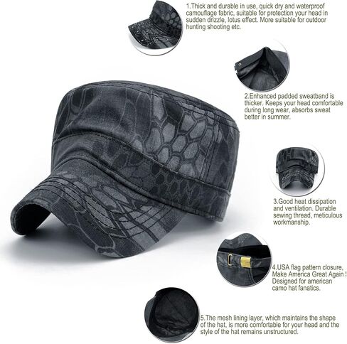 Mens Waterproof Camo Cadet Army Hats American Flag Buckle Womens Quick Dry Flat Top Military OCP Patrol Corps Caps in Saudi Arabia