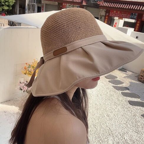 BAPPKON Women's Sun hat Sun Protection hat Women's Beach hat Wide Eaves Straw hat Foldable Sun hat in Saudi Arabia