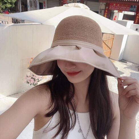 BAPPKON Women's Sun hat Sun Protection hat Women's Beach hat Wide Eaves Straw hat Foldable Sun hat in Saudi Arabia