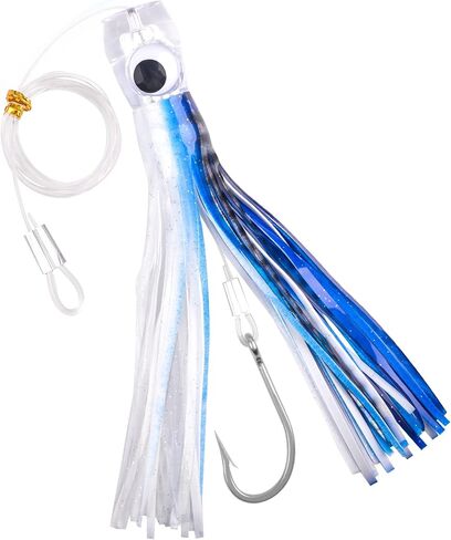 Saltwater Trolling Lure 8.8inch/6inch Fishing Soft Octopus Skirts Bait Big Game Shark Hooks Marlin Lure Tuna Mahi Dolphin Durado Wahoo Rigged Trolling Lure in Kuwait