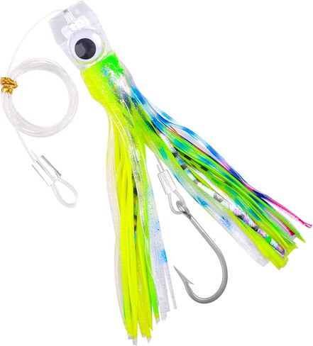 Saltwater Trolling Lure 8.8inch/6inch Fishing Soft Octopus Skirts Bait Big Game Shark Hooks Marlin Lure Tuna Mahi Dolphin Durado Wahoo Rigged Trolling Lure in Kuwait