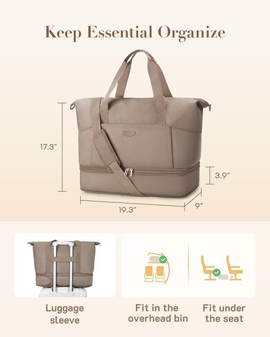 Missnine Expandable Weekender Bag for Women, Travel Duffel Bag, 50L Carry on Overnight Bag with Shoes Compartment for Travel, Gym, Labor and Delivery, Mom Hospital Bags in Kuwait