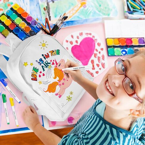 4 قطع من Abbylike حقيبة ظهر من القماش DIY خفيفة الوزن وحقائب نهارية كاجوال وحقيبة ظهر بيضاء 10 قطع من أقلام صناعة القماش لحقيبة الظهر مع علامات قماش الجيب للنساء والرجال والأولاد والبنات in Kuwait